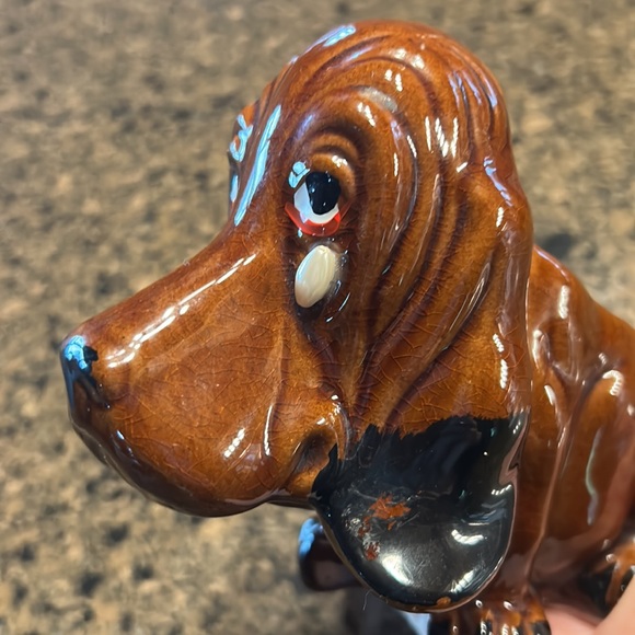 Vintage Enesco Bassett Hound Puppy Dog Crying Pearl Tear Planter made in Japan - Picture 5 of 10